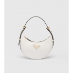 PRADA アーケ Re-Nylon xブラッシュドレザー ショルダーバッグ アーチ型レザー 1BC199_ASK_F0009_V_OOO