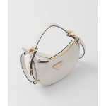 PRADA アーケ Re-Nylon xブラッシュドレザー ショルダーバッグ アーチ型レザー 1BC199_ASK_F0009_V_OOO