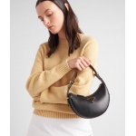 PRADA後払い  アーケ Re-Nylon xブラッシュドレザー ショルダーバッグ アーチ型レザー 1BC199_ASK_F0002_V_OOO