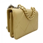 シャネル国内発送 CHANEL19 チェーンウォレット ラムスキン ゴールド レディース ショルダーバッグ AP0957
