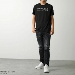 モンクレール マットブラック Tシャツ メンズ 半袖 カットソー ロゴT ラバーアイコンパッチ 8C00014 89A17 999