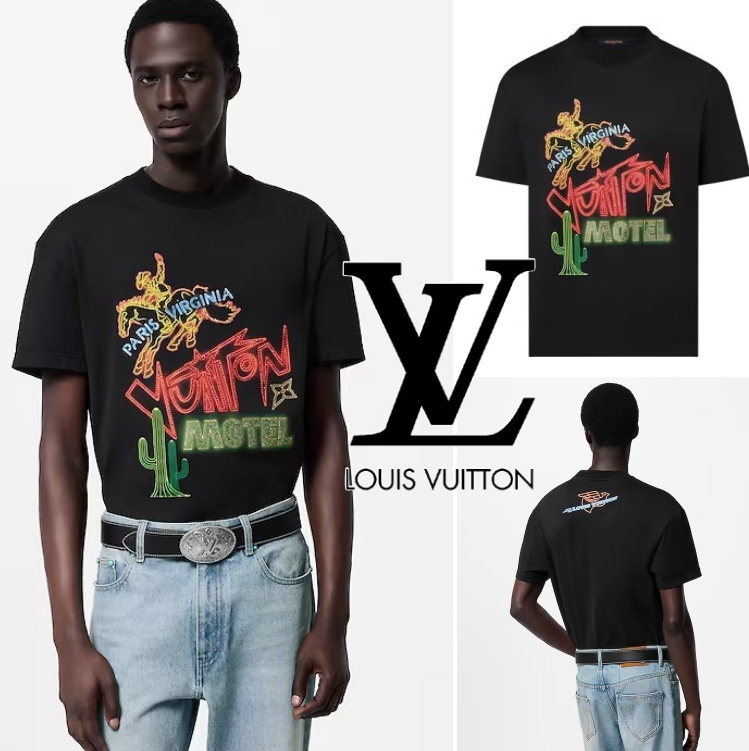 ルイヴィトン グラフィックエンベリッシュドコットンTシャツ 1AFXNI