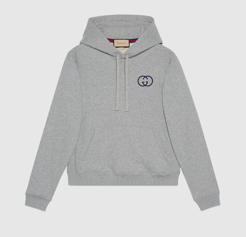 グッチ GUCCI フーデッドスウエットシャツ グレー コットン 756649 XJFWA 1037