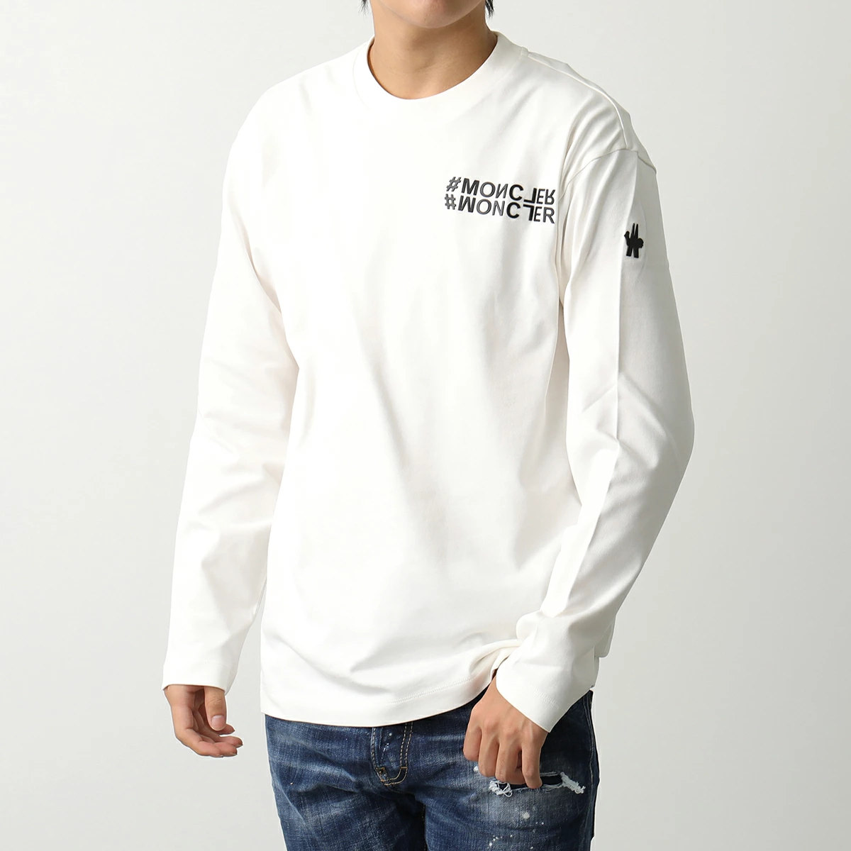 モンクレール グルノーブル 長袖Tシャツ メンズ ロンT ロゴ クルーネック カットソー コットン 8D00002 83927 034