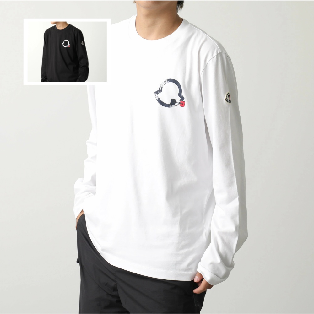 モンクレール 長袖Tシャツ メンズ ロングスリーブ ロンT ロゴ クルーネック コットン  8D00016 8390T