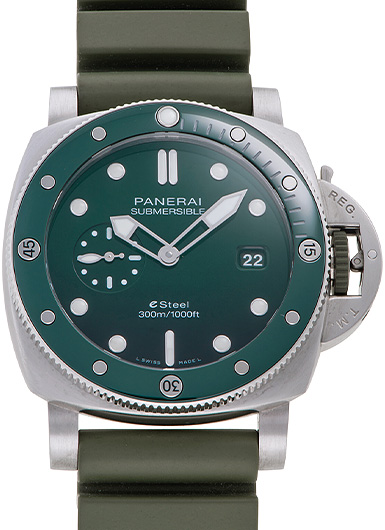 パネライ代引き サブマーシブル クアランタクアトロ ESTEEL ヴェルデ ズメラルド PAM01287