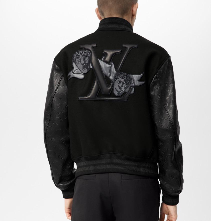 Louis Vuitton モノグラム レザー＆ウールジャケット 黒 1AA7EJ