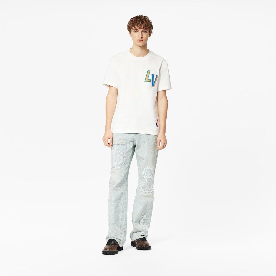 ルイヴィトン LV×NBAフロントアンドバックレタープリントTシャツ 1A8X8P