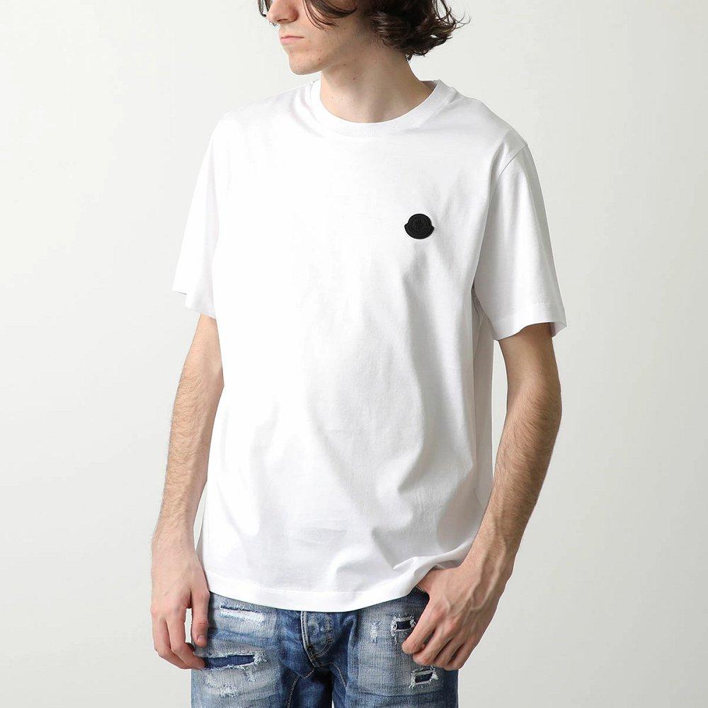 モンクレール後払い マットブラック 半袖 Tシャツ メンズ コットン ロゴ クルーネック 8C00059 8390Y