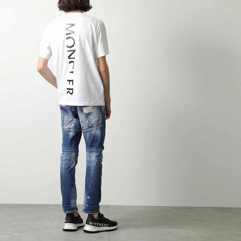 モンクレール後払い マットブラック 半袖 Tシャツ メンズ コットン ロゴ クルーネック 8C00059 8390Y