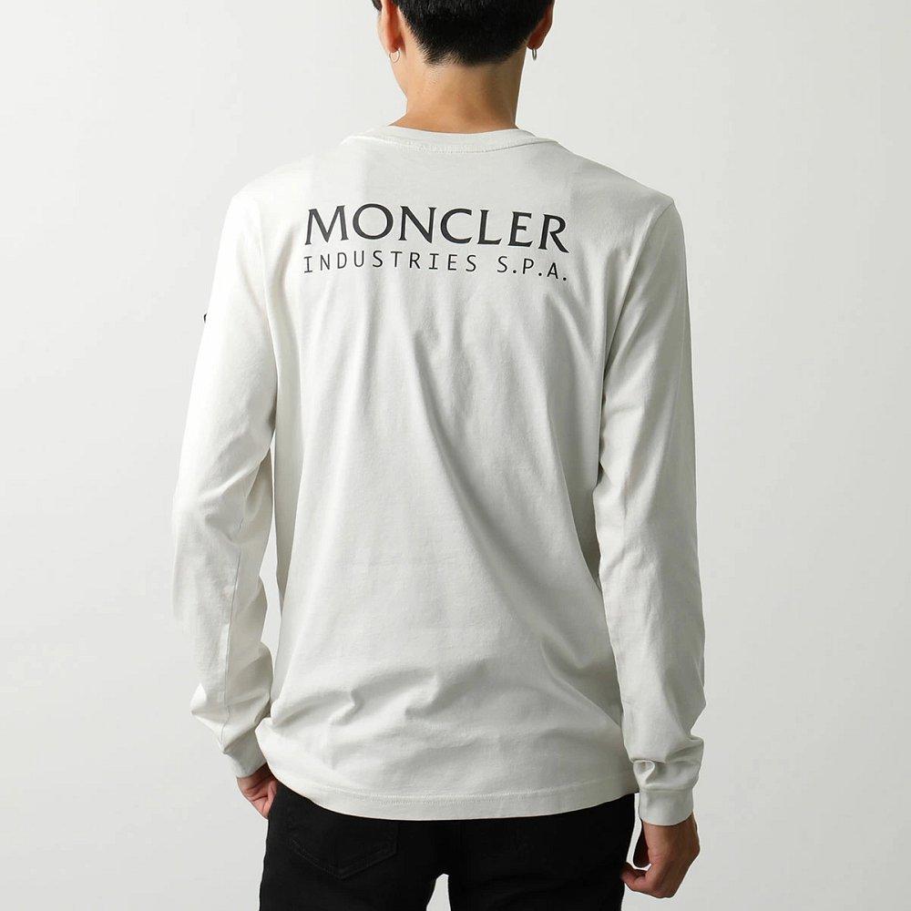 モンクレール マットブラック Tシャツ メンズ 長袖 ロンT カットソー ロゴT コットン クルーネック 8D00005 89A17