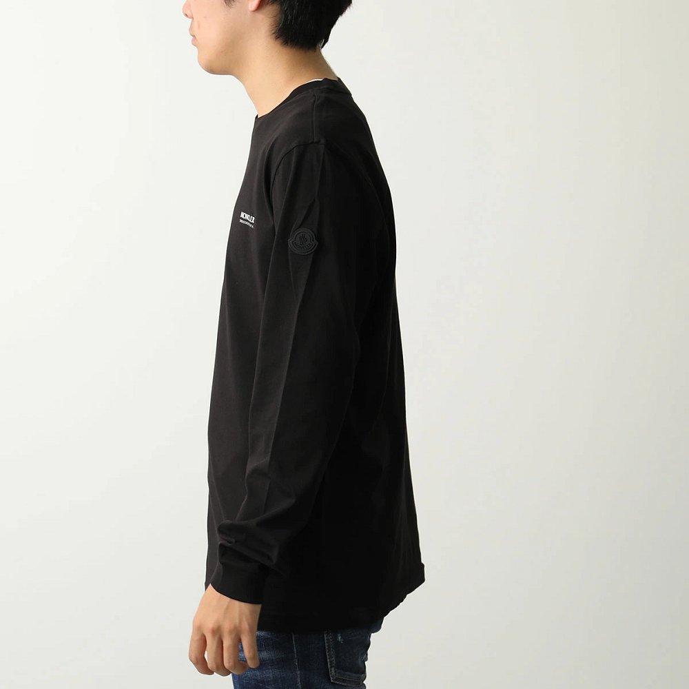 モンクレール マットブラック Tシャツ メンズ 長袖 ロンT カットソー ロゴT コットン クルーネック 8D00005 89A17