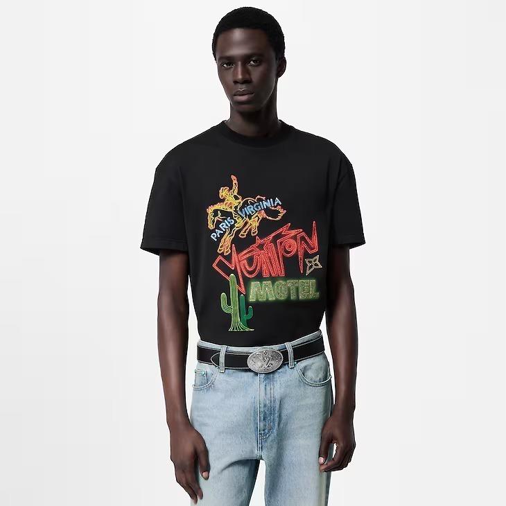 ルイヴィトン グラフィックエンベリッシュドコットンTシャツ 1AFXNI