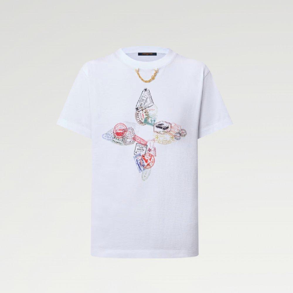 ルイヴィトン トラベルスタンプ フラワー Tシャツ レディース 1AGDCS