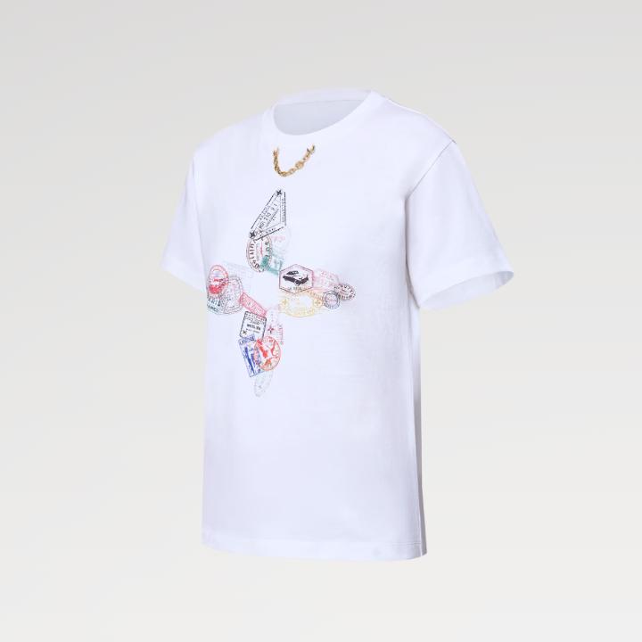 ルイヴィトン トラベルスタンプ フラワー Tシャツ レディース 1AGDCS