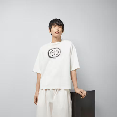 グッチ GUCCI ロゴプリントコットンTシャツ 768462 XJF66 9095