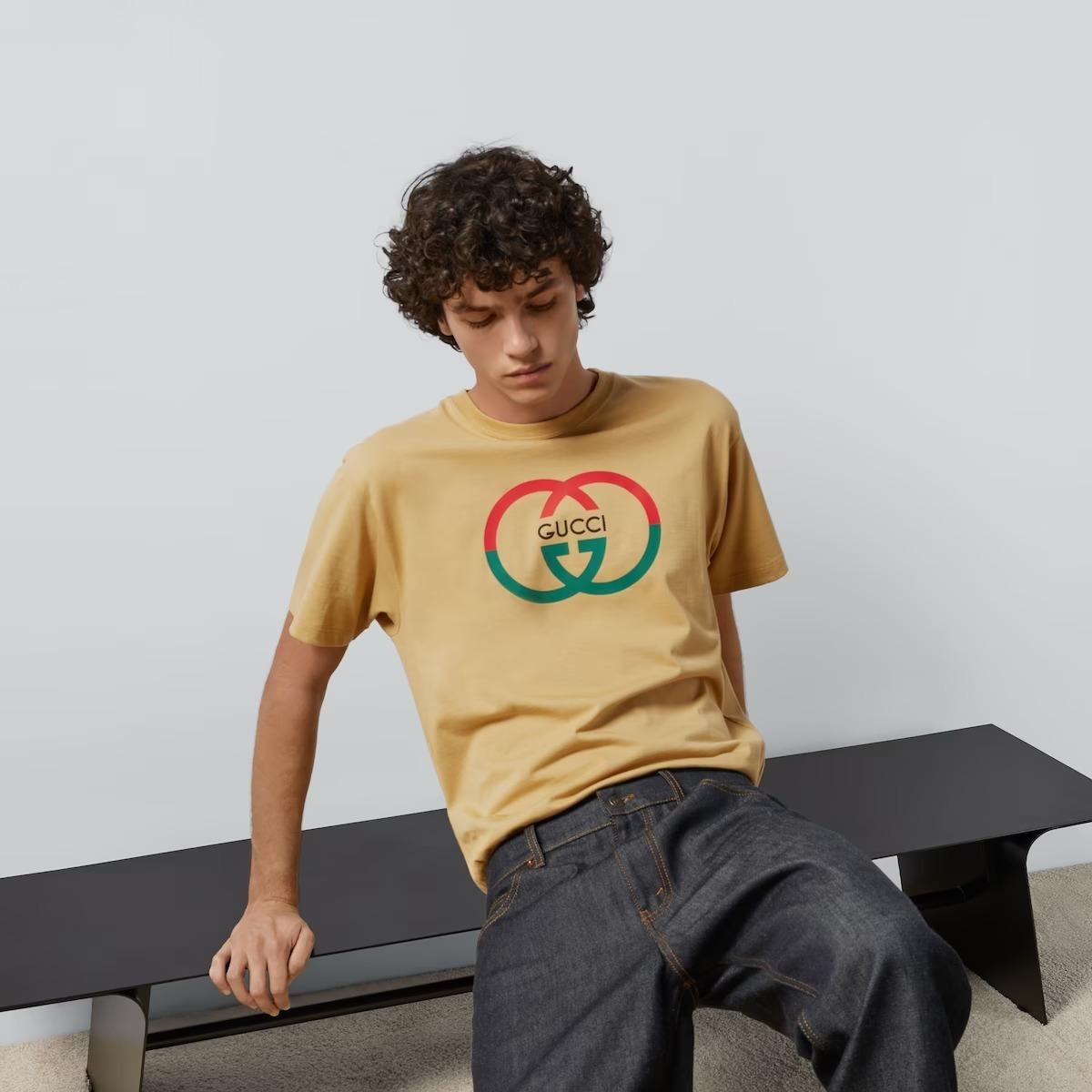 グッチ プリント コットンジャージー Tシャツ 771758 XJF68