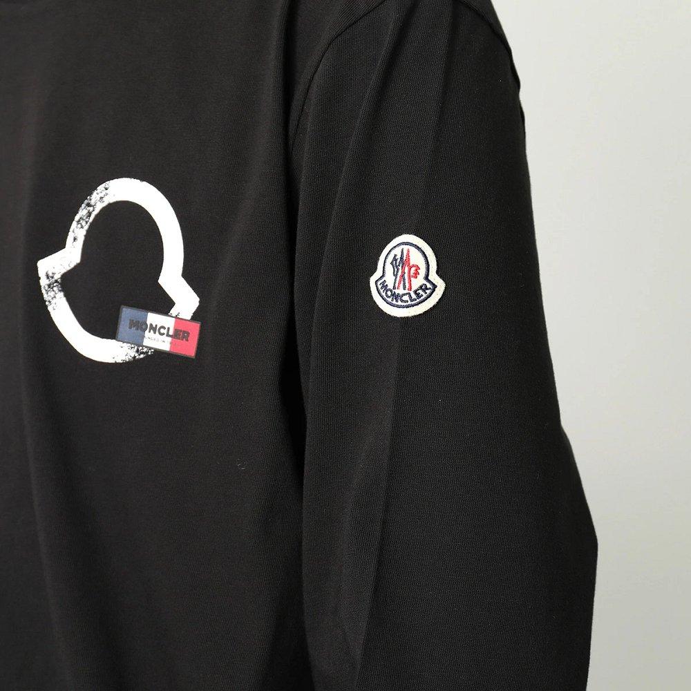モンクレール 長袖Tシャツ メンズ ロングスリーブ ロンT ロゴ クルーネック コットン  8D00016 8390T