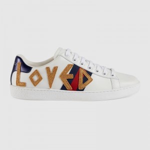 グッチ GUCCI 〔エース〕LOVED エンブロイダリー付き スニーカー 505328 DOPE0 9095