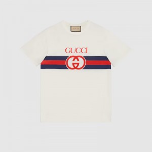 グッチ インターロッキングG コットン Tシャツ ストライプ 548334 XJET1 9095