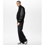 Louis Vuitton モノグラム レザー＆ウールジャケット 黒 1AA7EJ
