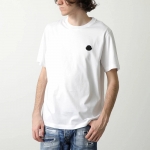 モンクレール後払い マットブラック 半袖 Tシャツ メンズ コットン ロゴ クルーネック 8C00059 8390Y