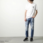 モンクレール後払い マットブラック 半袖 Tシャツ メンズ コットン ロゴ クルーネック 8C00059 8390Y