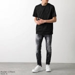 モンクレール後払い マットブラック 半袖 Tシャツ メンズ コットン ロゴ クルーネック 8C00059 8390Y
