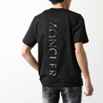 モンクレール後払い マットブラック 半袖 Tシャツ メンズ コットン ロゴ クルーネック 8C00059 8390Y