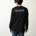 モンクレール マットブラック Tシャツ メンズ 長袖 ロンT カットソー ロゴT コットン クルーネック 8D00005 89A17
