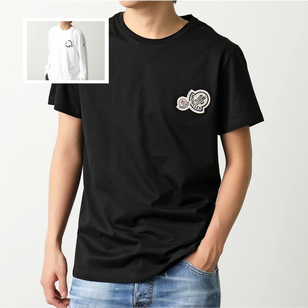 モンクレール 半袖Tシャツ メンズ ダブルロゴパッチ コットン クルーネック 8C00058 8390Y
