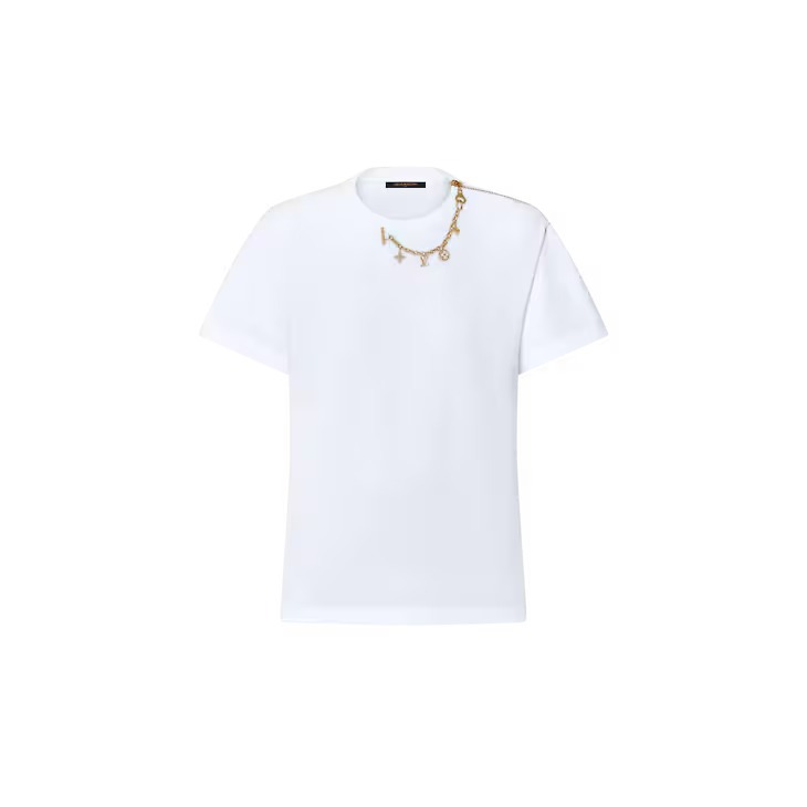 ルイヴィトン LVチャームTシャツ エレガント LV イニシャル 1AFZN9