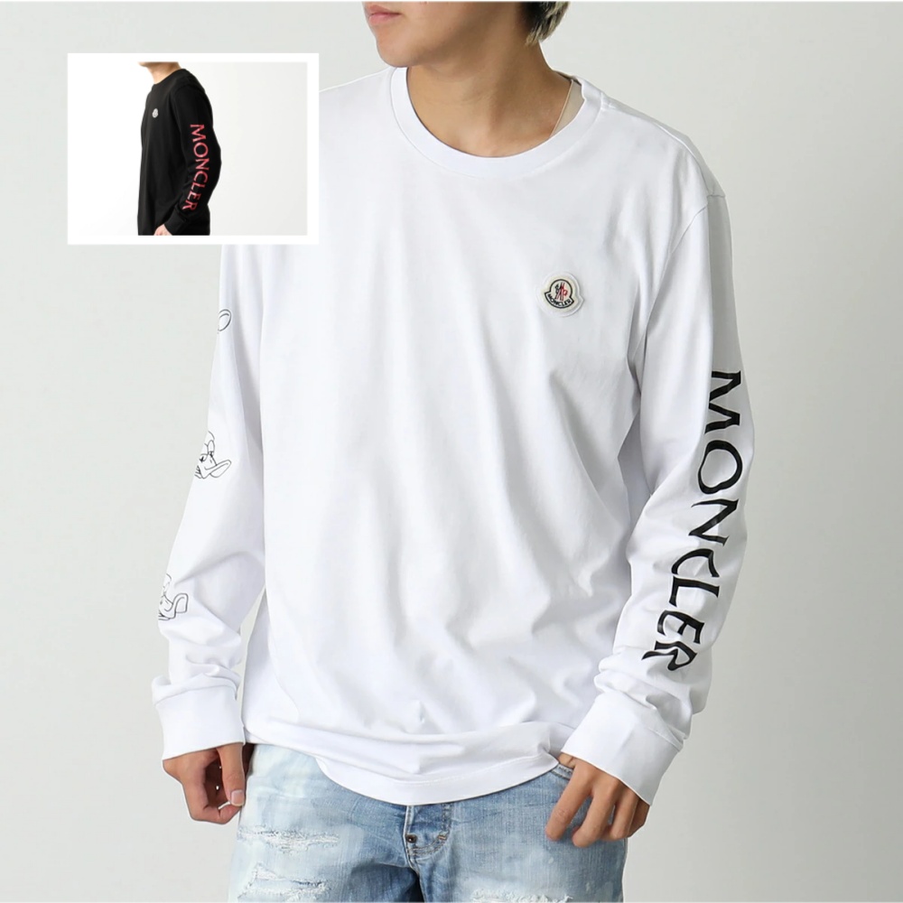 モンクレール 長袖 Tシャツ メンズ ロングスリーブ ロンT ロゴ クルーネック コットン 8D00008 8390T