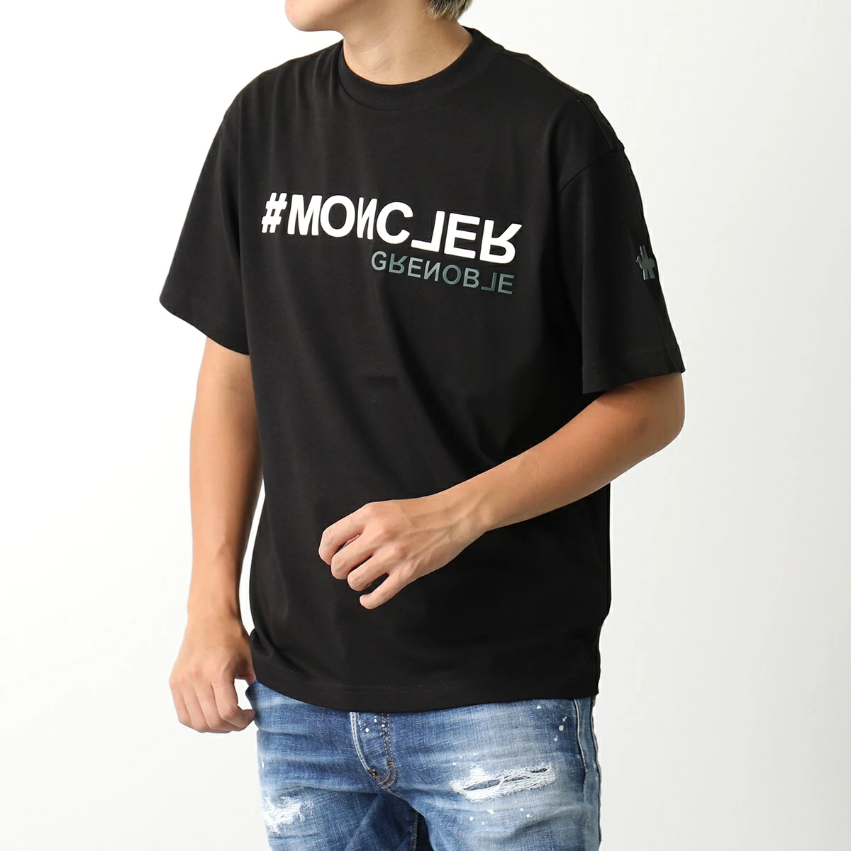 モンクレール グルノーブル 半袖Tシャツ メンズ コットン ロゴ ロゴT クルーネック 8C00005 83927 999