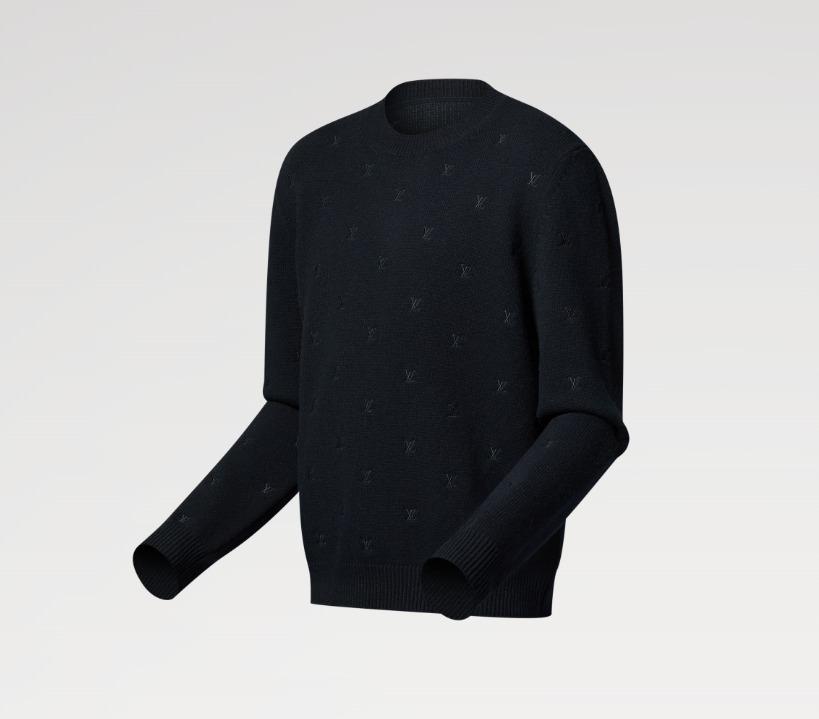 LOUIS VUITTON シンプル 長袖トップス ネイビー 黒  1AGHUB 1AFIXF