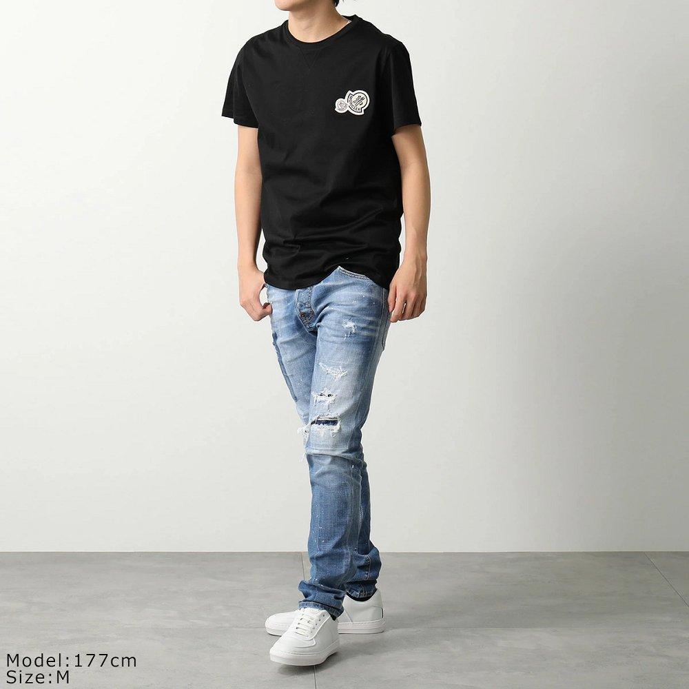 モンクレール 半袖Tシャツ メンズ ダブルロゴパッチ コットン クルーネック 8C00058 8390Y