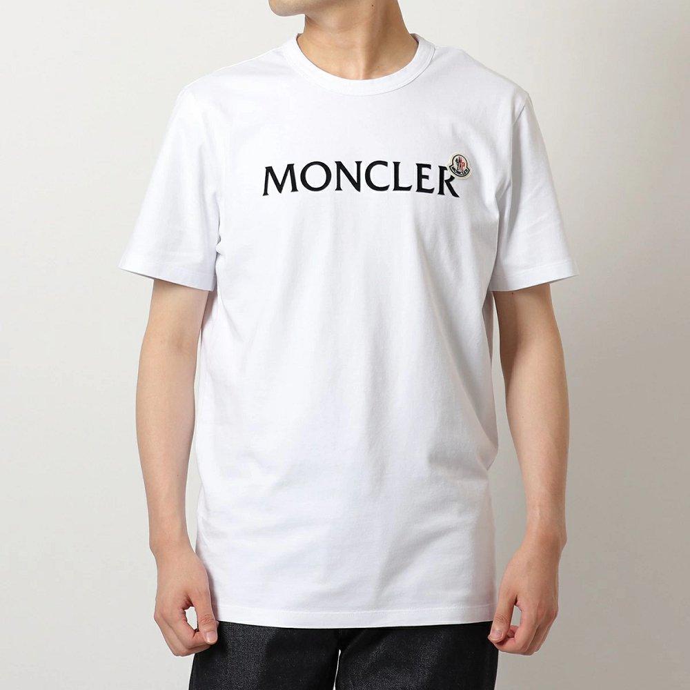 モンクレール Tシャツ メンズ クルーネック 半袖 カットソー フロッキープリント ロゴT アイコンパッチ  8C00057 8390T