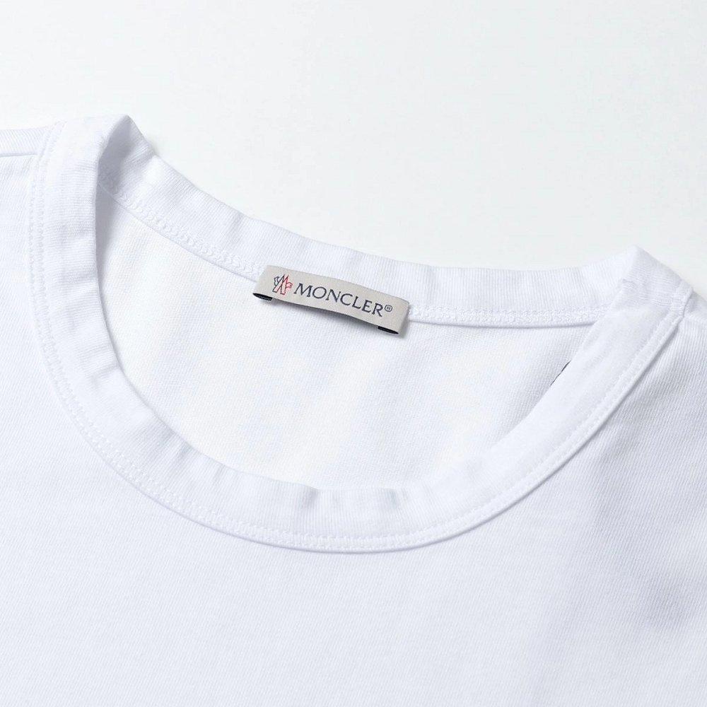 モンクレール Tシャツ メンズ クルーネック 半袖 カットソー フロッキープリント ロゴT アイコンパッチ  8C00057 8390T