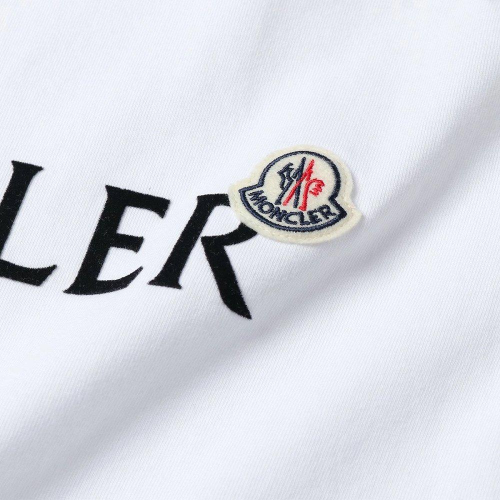 モンクレール Tシャツ メンズ クルーネック 半袖 カットソー フロッキープリント ロゴT アイコンパッチ  8C00057 8390T