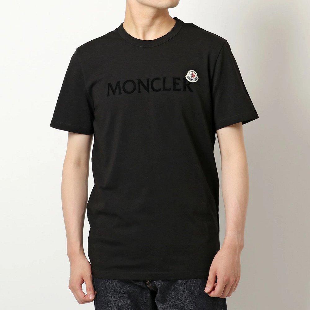 モンクレール Tシャツ メンズ クルーネック 半袖 カットソー フロッキープリント ロゴT アイコンパッチ  8C00057 8390T