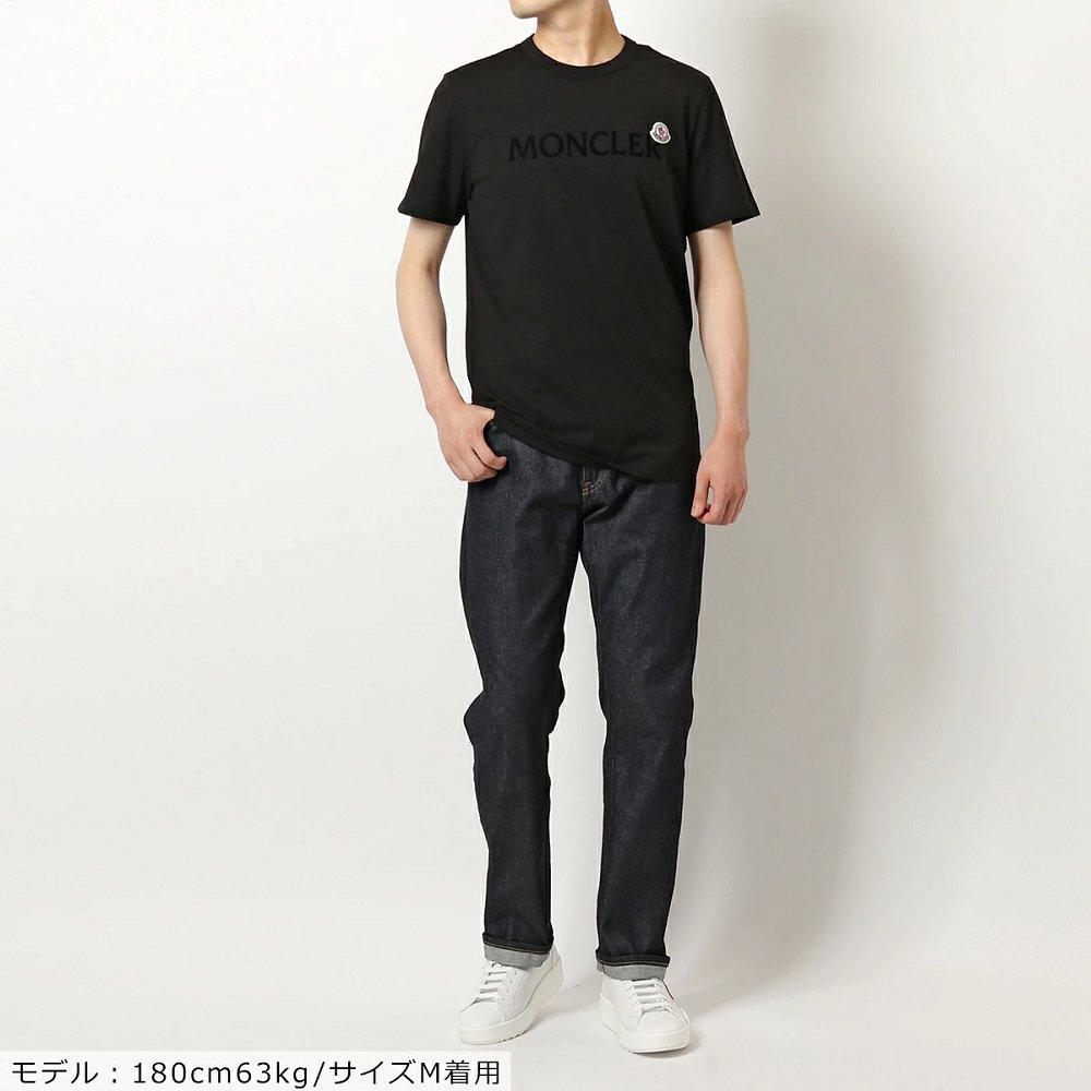 モンクレール Tシャツ メンズ クルーネック 半袖 カットソー フロッキープリント ロゴT アイコンパッチ  8C00057 8390T