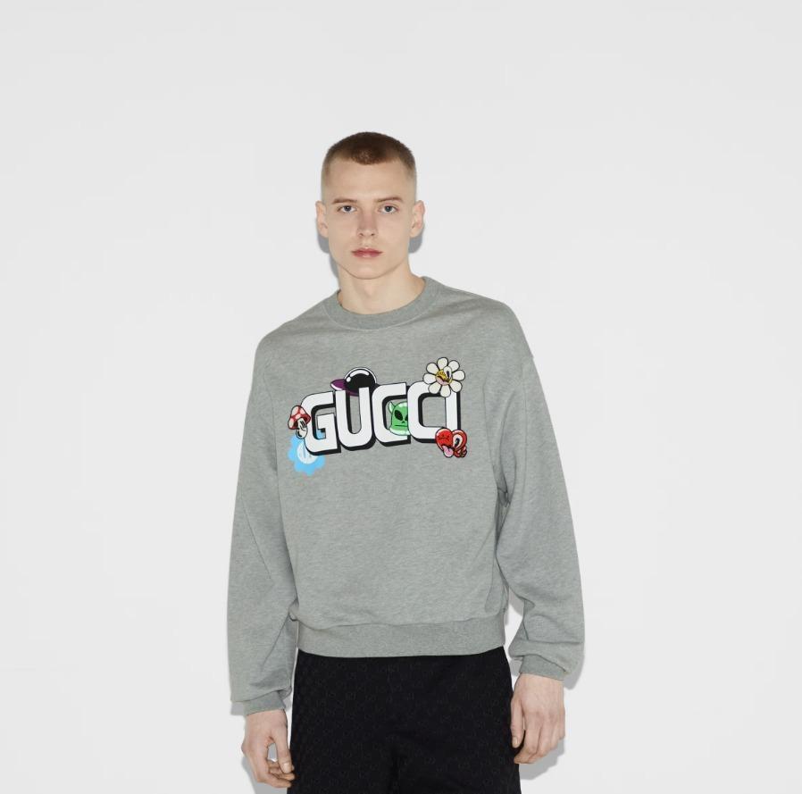 GUCCI プリント コットンジャージー スウェットシャツ 768530 XJGIG 1178