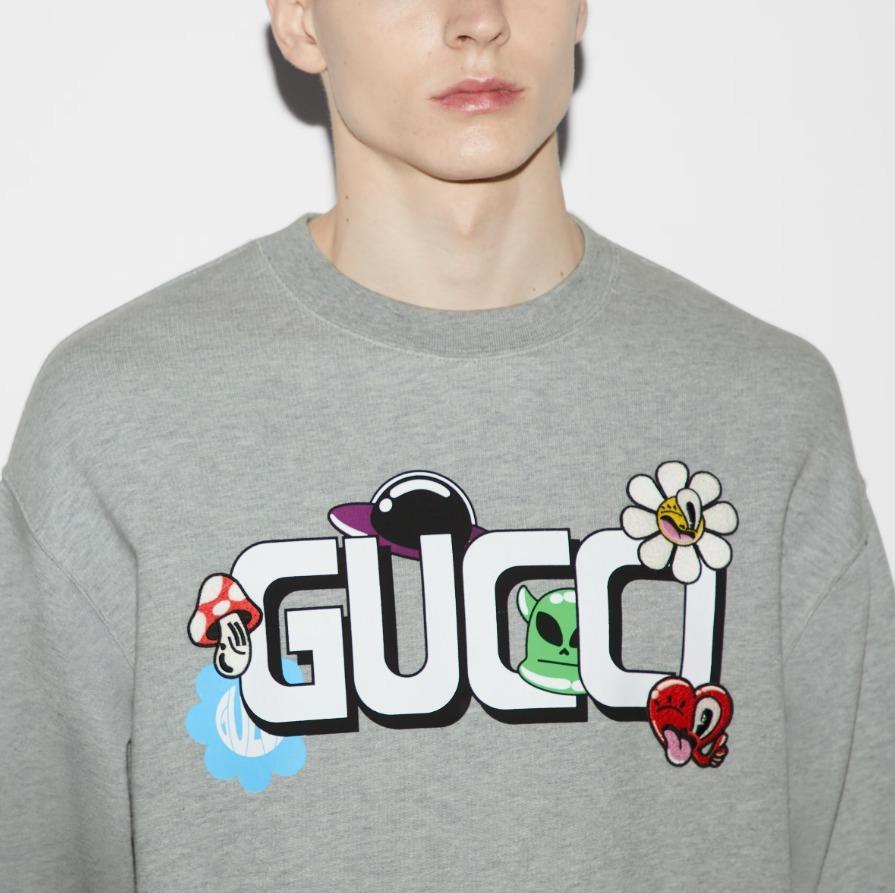 GUCCI プリント コットンジャージー スウェットシャツ 768530 XJGIG 1178