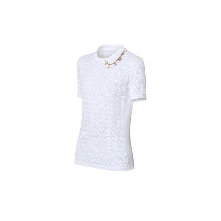 ルイヴィトン レースニットチャームTシャツ　LV イニシャル 1AFZLA