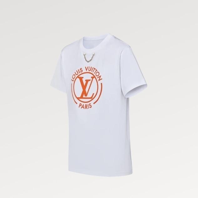 ルイヴィトン 半袖 トップス フロック LV Tシャツ 白 1AFTU5 1AFTTY