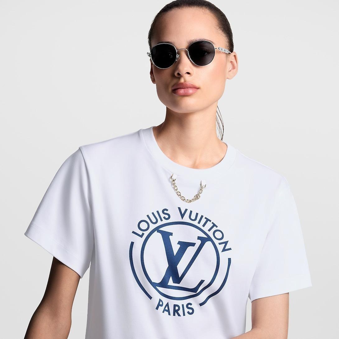 ルイヴィトン 半袖 トップス フロック LV Tシャツ 白 1AFTU5 1AFTTY