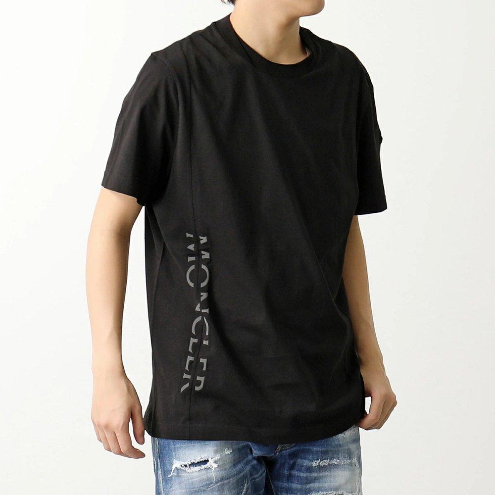 モンクレール マットブラック 半袖Tシャツ メンズ ロゴT アイコンパッチ クルーネック 8C00036 829H8