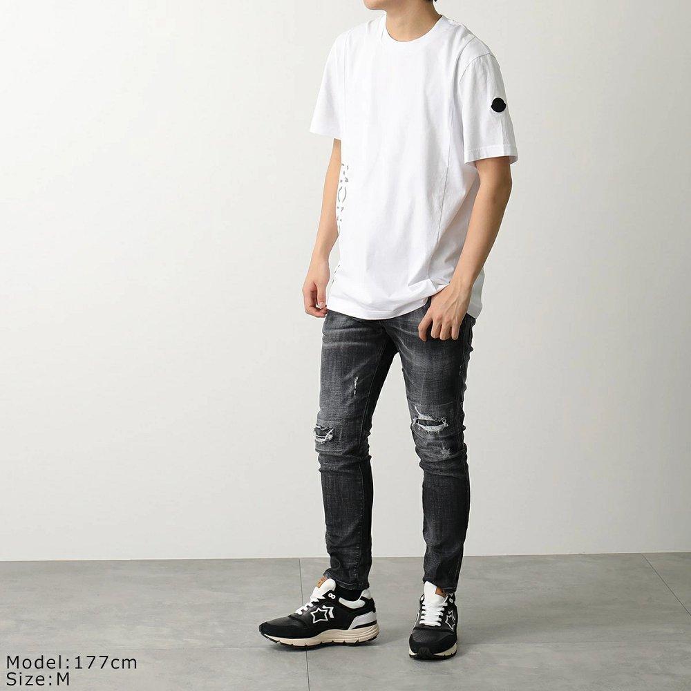 モンクレール マットブラック 半袖Tシャツ メンズ ロゴT アイコンパッチ クルーネック 8C00036 829H8