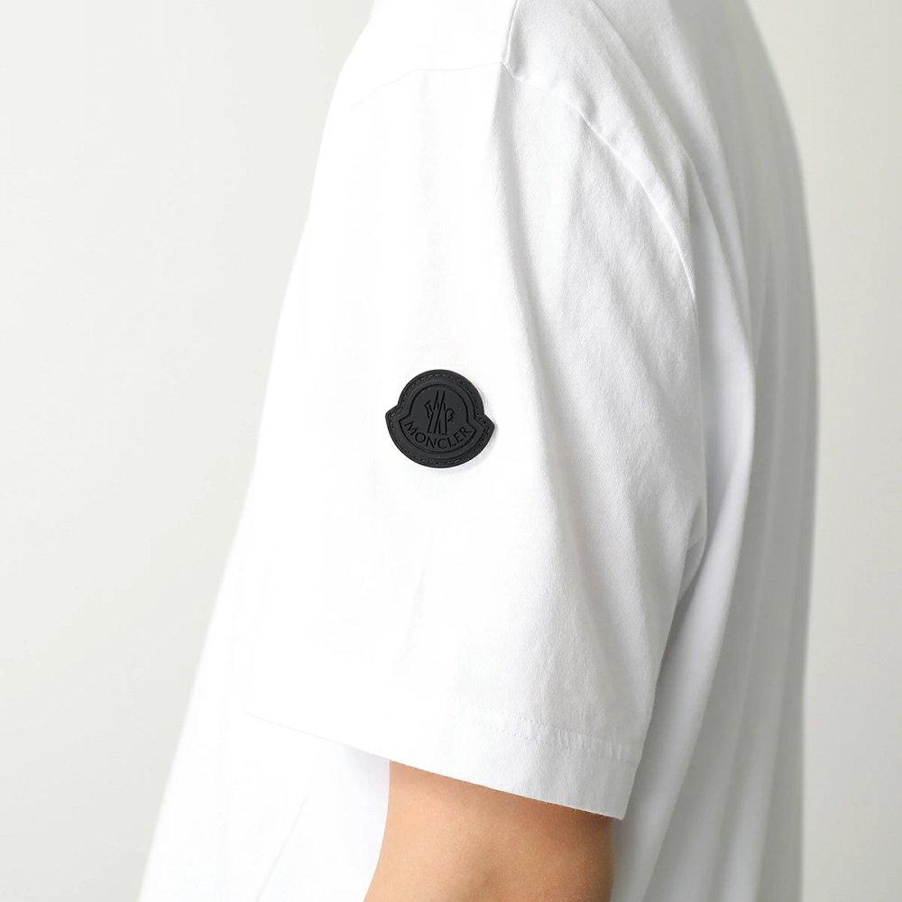 モンクレール マットブラック 半袖Tシャツ メンズ ロゴT アイコンパッチ クルーネック 8C00036 829H8