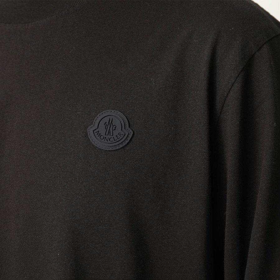 モンクレール マットブラック 長袖Tシャツ メンズ ロンT コットン ロゴ 立体ロゴ クルーネック 8D00004 8390T 999
